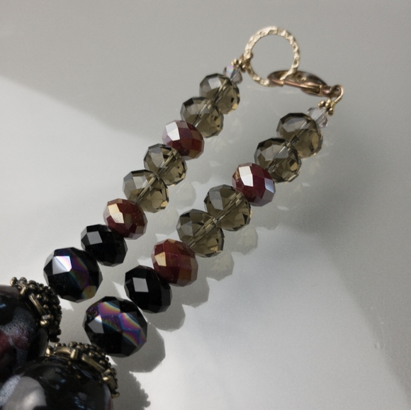 Italian Handmade Beaded Necklace Luxury Clasp Purple & Red Jewelry - Picture 4 of 12